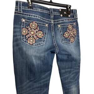 Miss Me Size 29‎ Boyfriend Capri Blue Denim Embellished Jeans